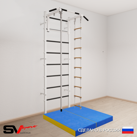 Шведская стенка Sv Sport усиленная 6144 (Турник стандарт/Канат/Лестница/Мат 1м)
