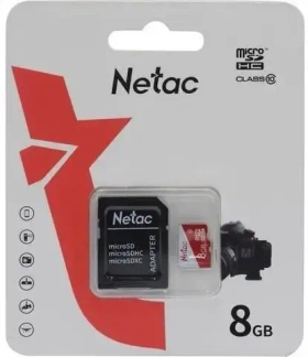 Карта памяти microSDHC UHS-I U1 NETAC P500 Eco 8 ГБ, 90 МБ/с, Class 10, 1 шт., переходник SD