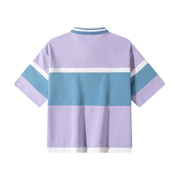 Поло фиолетовый/белый/ пыльно-синий - фото 2