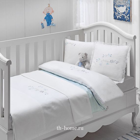 Детское постельное белье COUPLE BEBE голубой сатин делюкс TIVOLYO HOME Турция