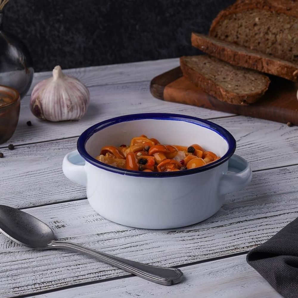 Кастрюля для подачи 11,3 см h4,7 см 350 мл круглая Blue Rim эмалированая сталь SUNNEX [1]