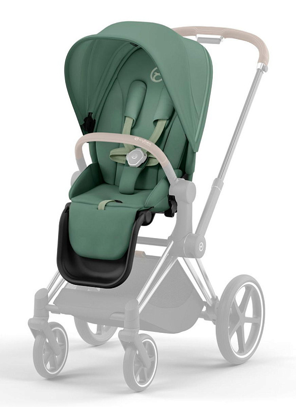 Коляска 3 в 1 Cybex Priam IV Chrome Brown complete и автокресло Aton S2 i-Size Ocean Blue Leaf Green