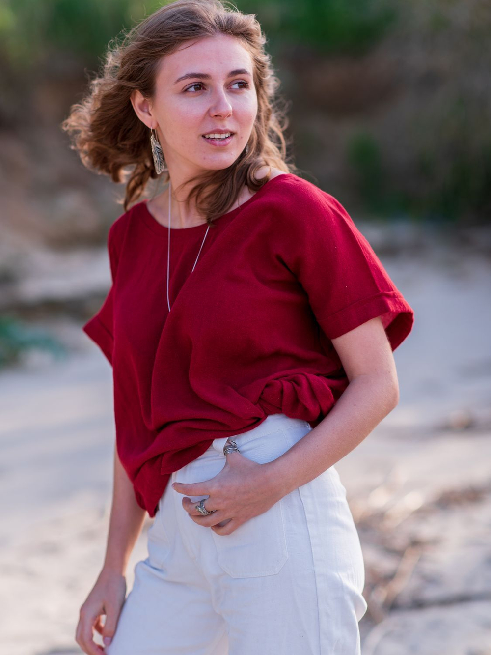 Оверсайз бохо-топ Chintamani (красная охра)