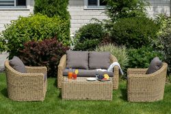 "Кон Панна" диван из искусственного ротанга двухместный, цвет соломенный