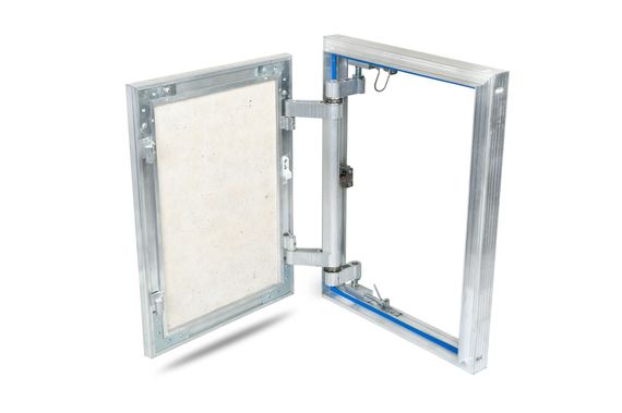 Люк под плитку нажимной Модерн Мини 200х300 мм (ШxВ, 20х30 см) с надежной износоустойчивой петлей, алюминиевый