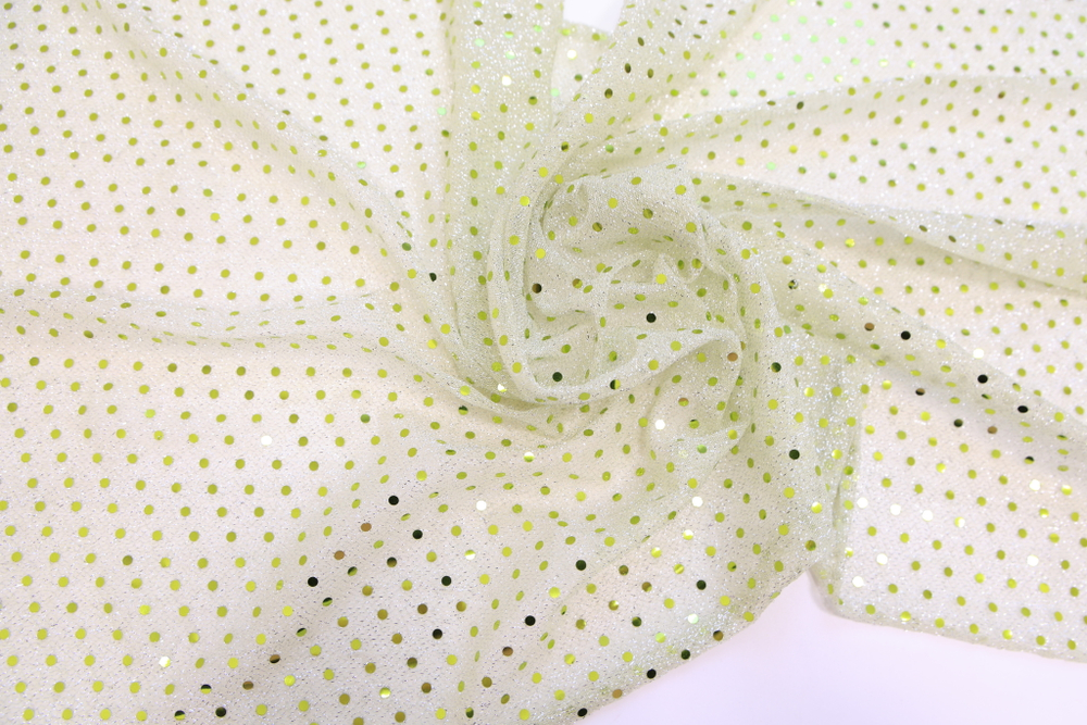 Трикотаж с пайетками светло-оливковый