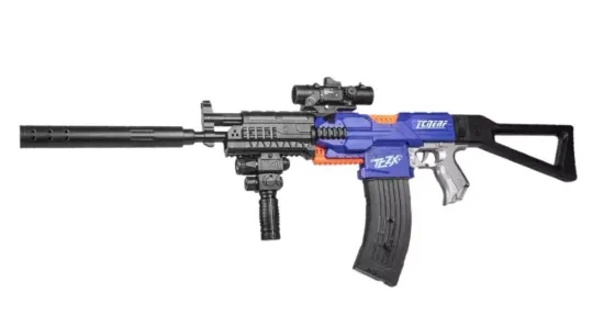 Автомат АК -47 , 107 см ( с мягкими пулями,  прицелом и глушителем )