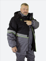 Куртка зимняя мужская «СЕВЕРНАЯ ШИРОТА» цв.серый/черный