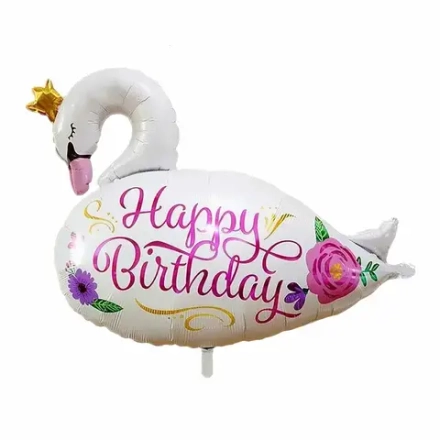 Шар ФИГУРА/33" Лебедь Happy birthday 83 см Анаграмм. И2