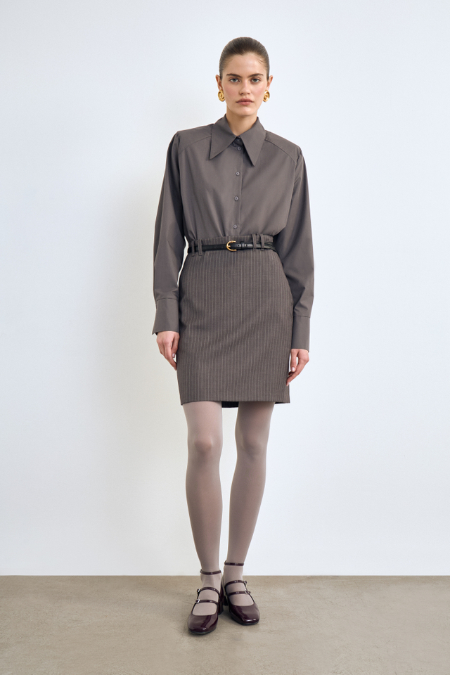 Юбка карандаш из костюмной ткани в полоску