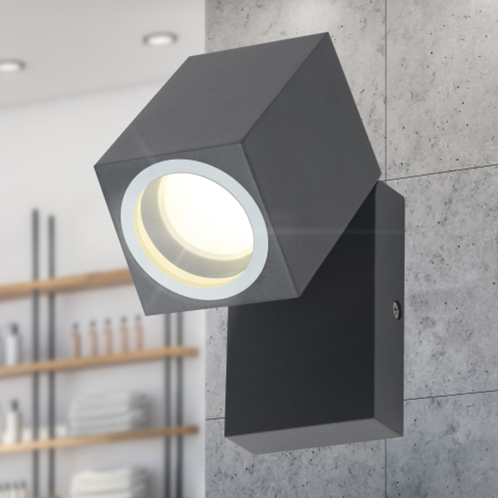 Светильник декоративный настенный ЭРА WL37 GR под лампу MR16 GU10 IP54 поворотный серый для интерьера и фасадов зданий