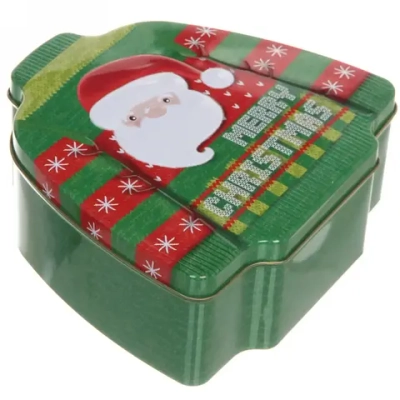 Банка жестяная 16,5*16,5*3,7см «Свитерок» Дед Мороз