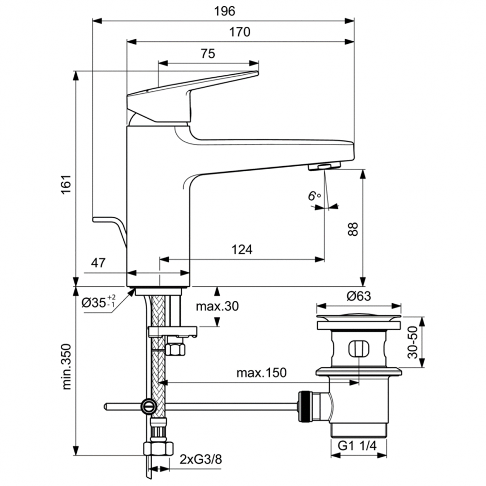 Смеситель для раковины Ideal Standard CERAPLAN BD227AA