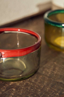 ZARA HOME СТЕКЛЯННАЯ ПИАЛА С КОНТРАСТНЫМИ ДЕТАЛЯМИ ПО КРАЯМ, КРАСНЫЙ