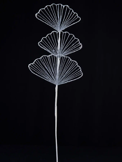 Ветвь Гинго белая с серебром 25х71 см., Christmas DeLuxe (88894)