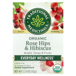 Traditional Medicinals, органические шиповник и гибискус, без кофеина, 16 чайных пакетиков, 32 г (1,13 унции)