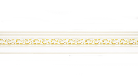 Планка багетная деревянная Чечини арт. 374, цвет белый с золотом (ширина 110 мм)