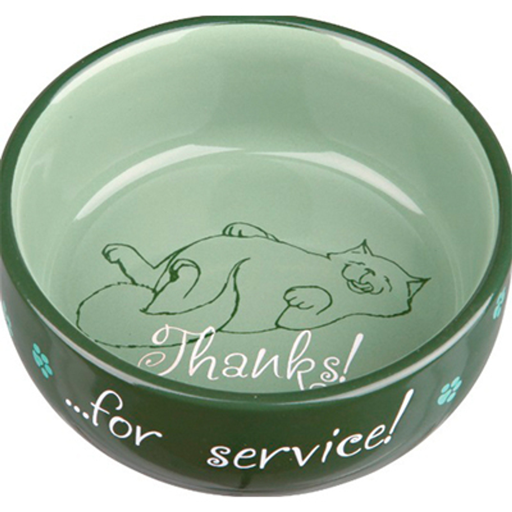 Trixie Миска керамическая для кошки Thanks for Service, 0,3 л/11 см, цвет в ассортименте