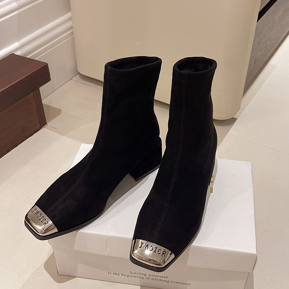 YANGNIANHUA Crew Sock Boots Women"s Black