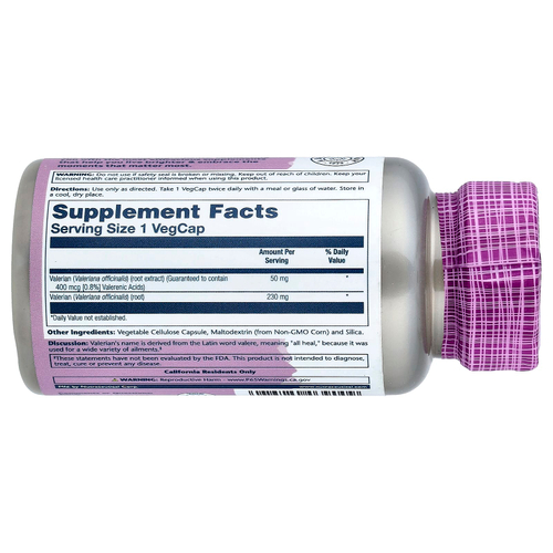 Solaray, Vital Extracts, валериана, 60 растительных капсул