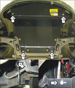 Защита картера Двигателя, КПП. 2 мм, Сталь. для Ford Fusion 2002-2006, Mazda 2 2003-2005, Ford Fusion 2006-2012, Ford Fiesta 2001-2008, Mazda Demio 2003-2005 MOTODOR.00714