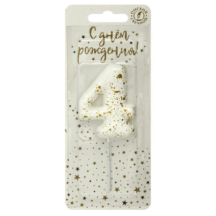 Свеча для торта "Белые брызги" №4 (5,3 см)