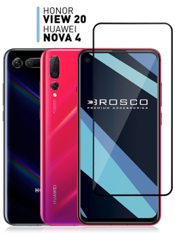 Защитное стекло ROSCO для Honor View 20;Huawei Nova 4 оптом (арт. HW-HV20-FSP-GLASS-BLACK)