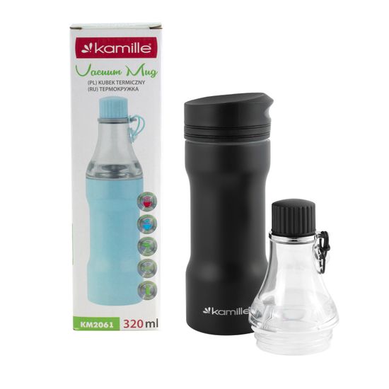 Термокружка 320 мл. из нержавеющей стали Kamille KM-2061 (2 в 1) со сменным горлышком