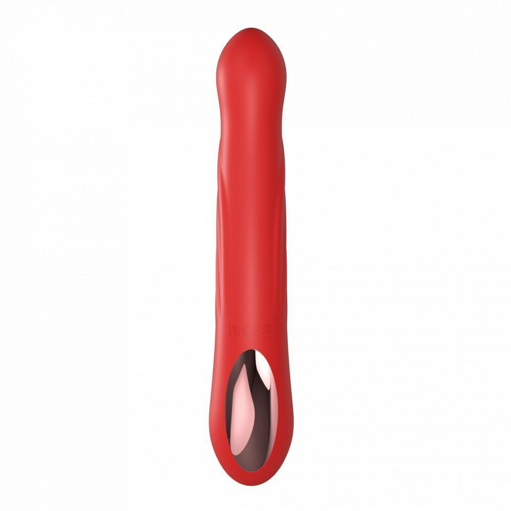 Красный силиконовый вибратор-кролик с фрикциями - 22 см. (Цвет: красный)