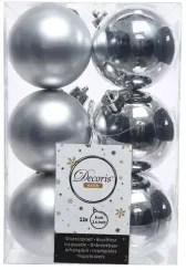 Набор пластиковых шаров Дивный 60 мм, серебро, 12 шт, Kaemingk (021831)
