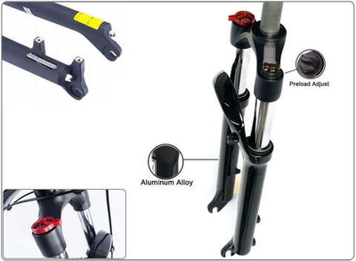 Вилка 29" амортизационная, пружинно-эластомерная, "EASING" GD-ES451-MLO, алюминиевая, ход 100 мм, шт