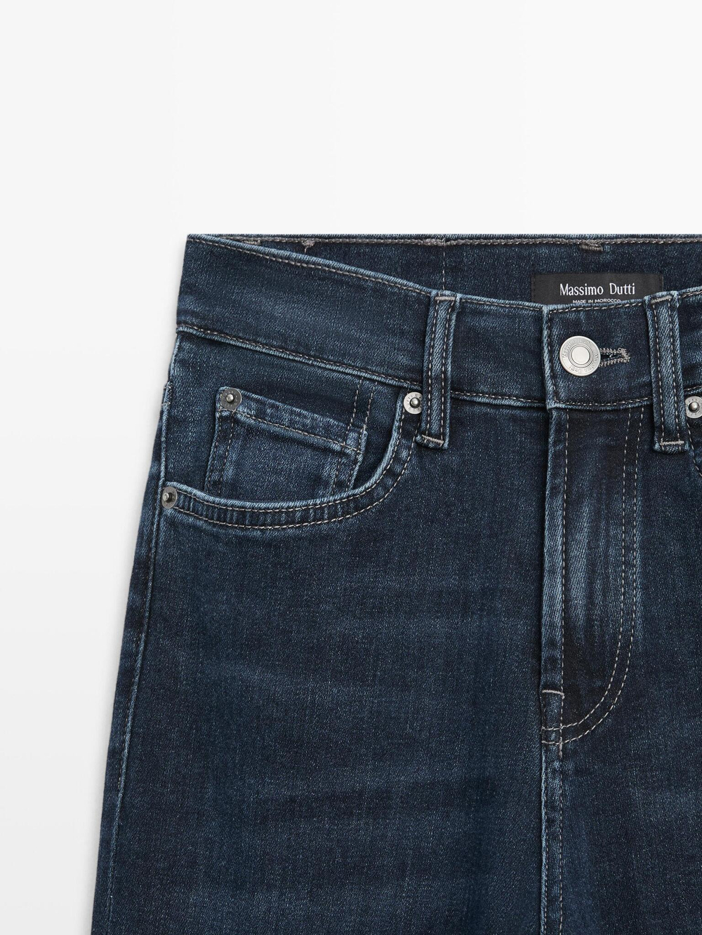 Massimo Dutti Расклешенные джинсы скинни с высокой посадкой, темно-синий