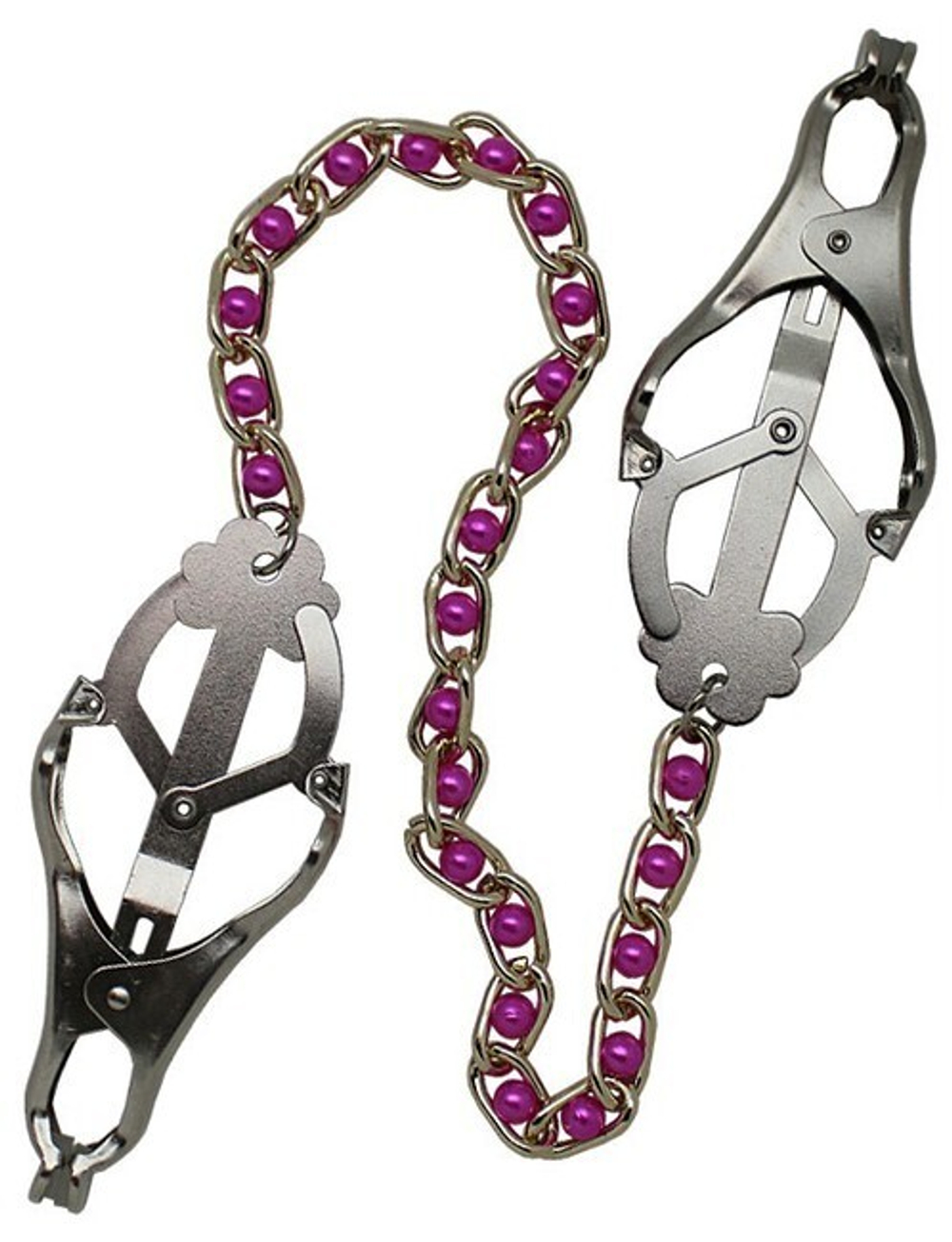 Мощные зажимы для груди с золотистой цепочкой с розовыми бусинками (Цвет: серебряный, золотистый, розовый)