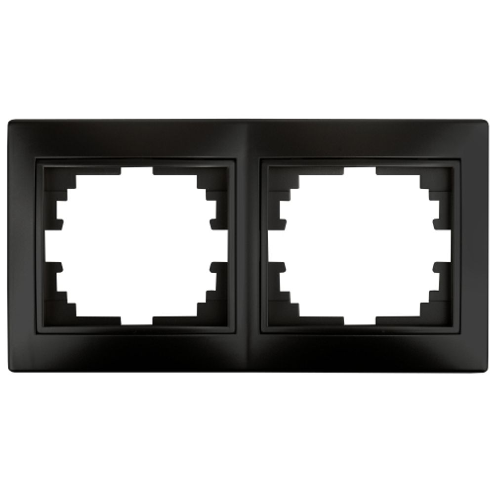 Рамка для розеток и выключателей Intro Plano 1-502-05 на 2 поста горизонтальная, СУ, антрацит
