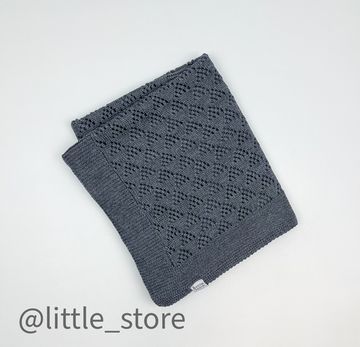 Плед вязаный Ажурный, Графит