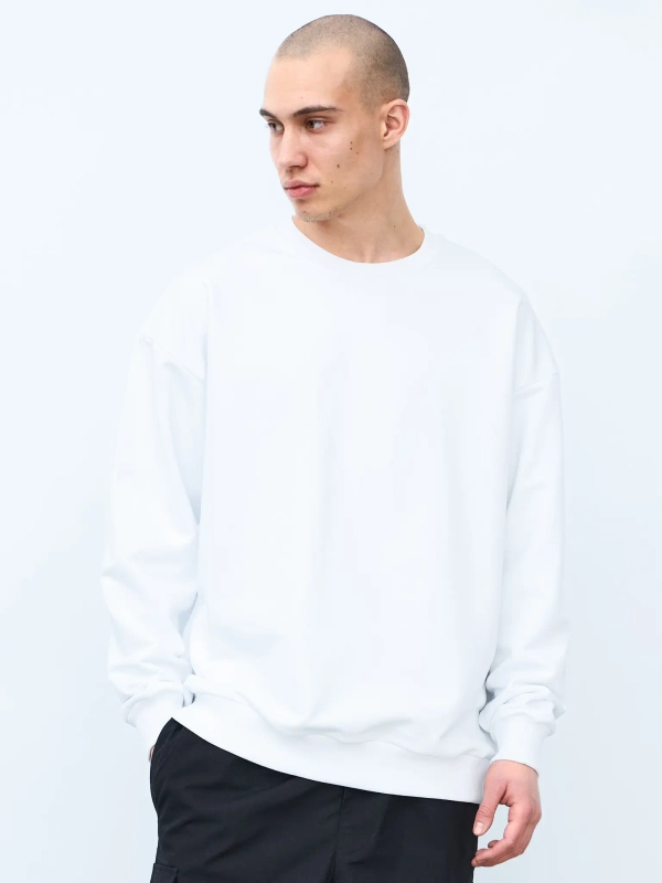 Свитшот оверсайз, без начеса (белый)