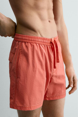 ZARA ПЛАВКИ СРЕДНЕЙ ДЛИНЫ ИЗ ТЕКСТУРИРОВАННОЙ ТКАНИ, КОРАЛЛОВЫЙ