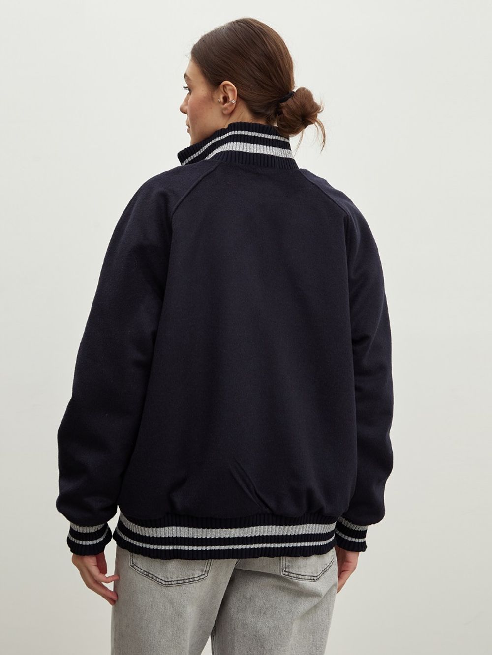 Бомбер чернильно-синий шерсть (Размер L)