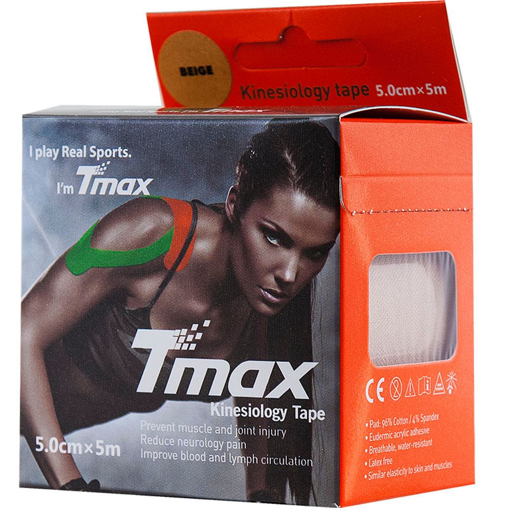 Тейп кинезиологический TMAX Extra Sticky 5 см x 5 м, 423112, телесный