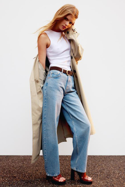 ZARA ЗАУЖЕННЫЕ ДЖИНСЫ Z1975 WIDE-LEG С ВЫСОКОЙ ПОСАДКОЙ, ГОЛУБОЙ