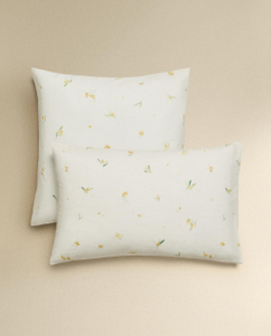 Наволочка Zara Home, лён 55%, хлопок 45%, с цветочным принтом, 7116/091