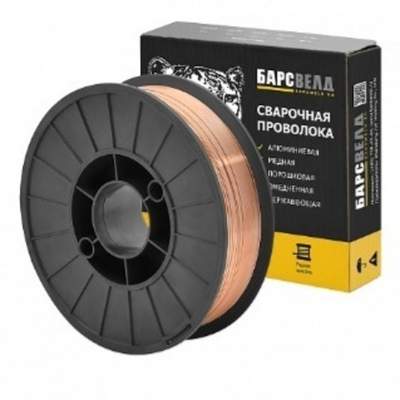 Барс Проволока омеднен. БАРС ER-70S-6 ф 0,8 мм, кассета 5 кг, аналог СВ-08ГС