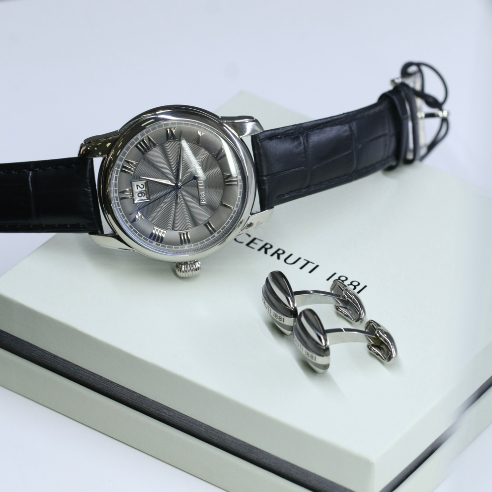 Подарочный комплект CERRUTI 1881: мужские часы и запонки