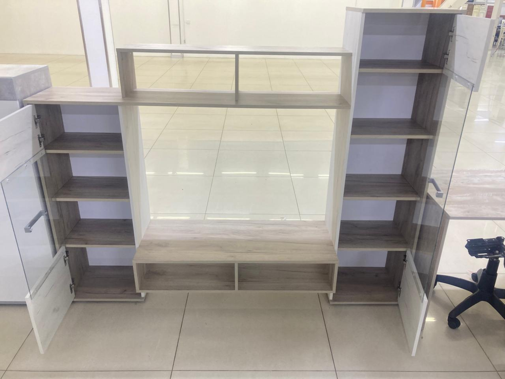 Стенка Александра-2 ЛДСП дуб крафт серый/дуб крафт белый