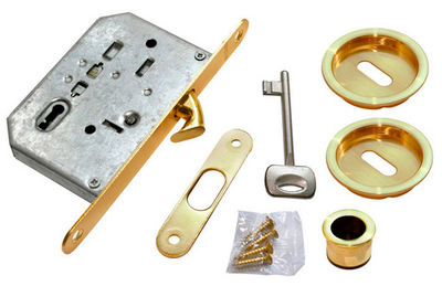 Ручка для раздвижных дверей MORELLI MHS-1 L SG матовое золото ключ