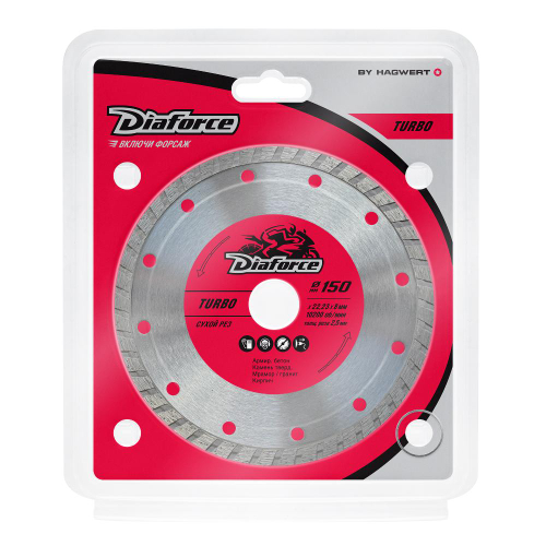 Диск алмазный DIAFORCE TURBO 150х22,23х8х2,5 мм сухой рез
