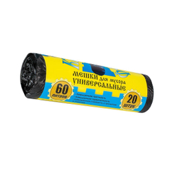 Мешок мусорный 60 л/9 мкм., КРЕПАКОФ (20 шт./50 рул.)