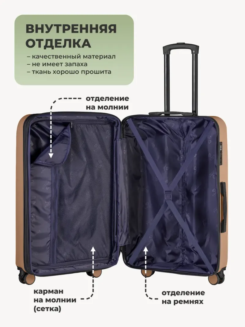 Чемодан L с кейсом в комплекте Капучино