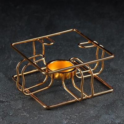 Подставка - подогрев для чайника, 15×15×6 см, цвет золотой