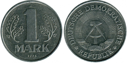 Германия - ГДР 1 марка, 1975 Герб XF